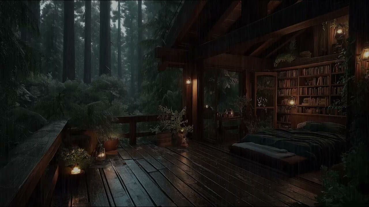 Cozy Treehouse in Rainforest with Gentle Rain Sounds for Deep Sleep, Relaxation, and Peaceful Night