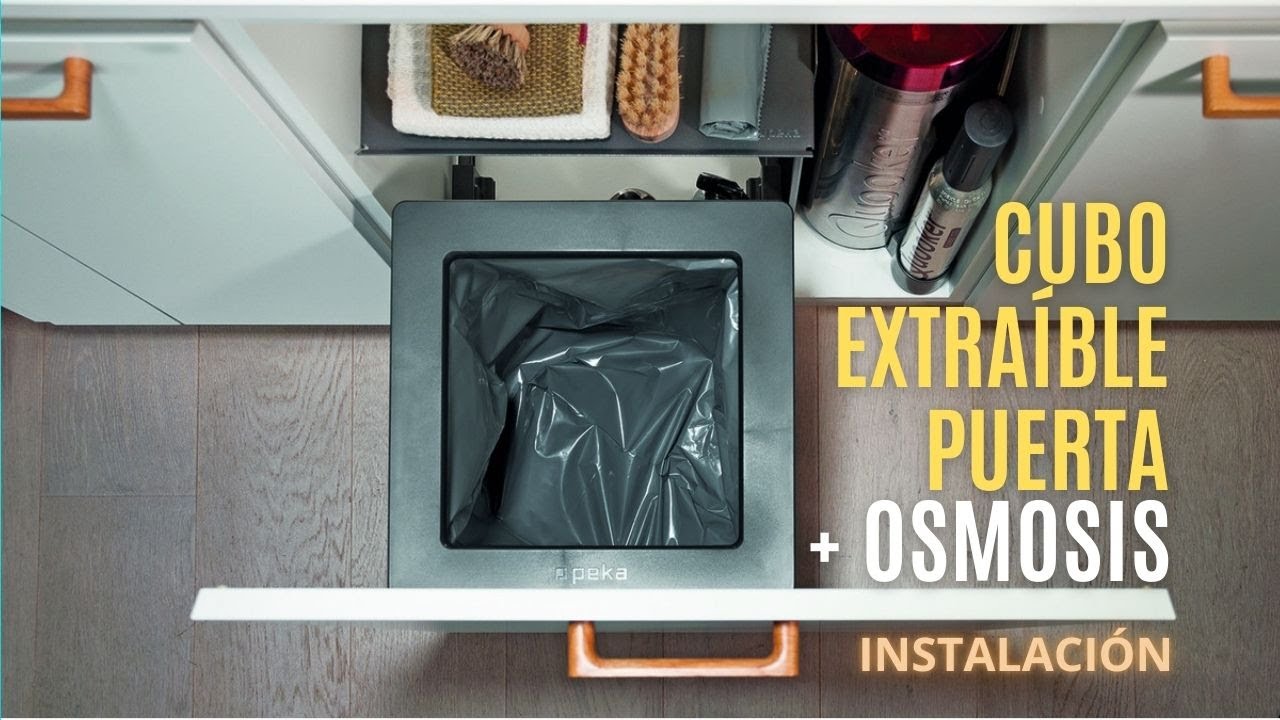 Cubo basura extraible puerta fregadero con hueco lateral para osmosis