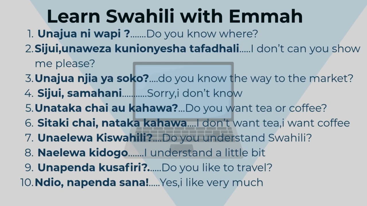 L19:Swahili Basic useful phrases for simple questions or answers