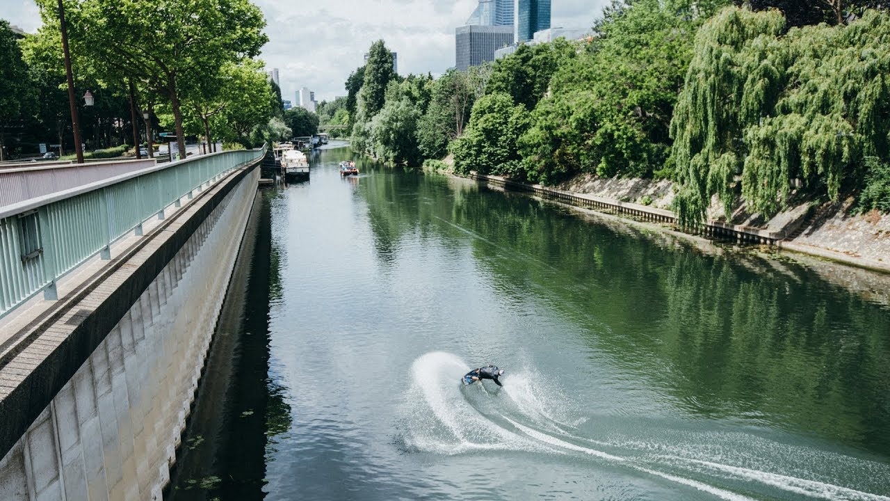 Wakeboarder Dominik Hernler Rides the River Seine in Paris