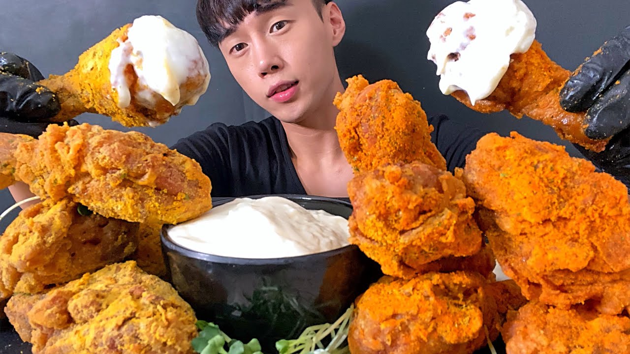 ASMR MUKBANG 뿌링클 닭다리 + 핫뿌링클 먹방 - BHC CHICKEN MUKBANG EATING SOUND