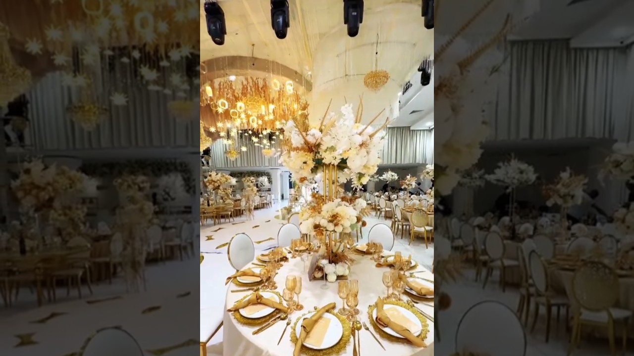 Gold and White wedding decoration #wedding #event #birthday #foryou #fyp #shorts #love