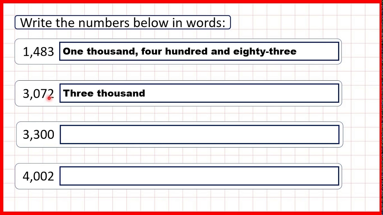 Write four-digit numbers in words | Place Value | Year 4