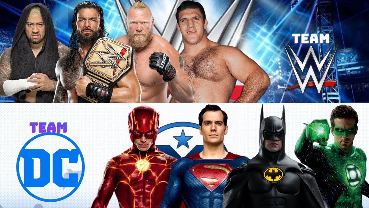 WWE 2K23 - TEAM WWE VS DC SUPERHEROES {BATMAN SUPERMAN FLASH GREEN LANTEN} | GAMEPLAY PS4 |