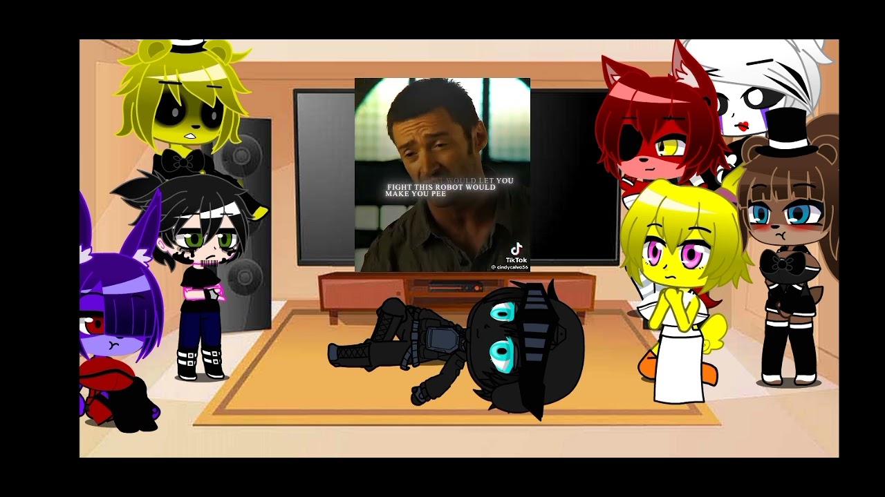 las animatronicas de fnia reaccionan a Atom su guardaespaldas/Kenay_yt/
