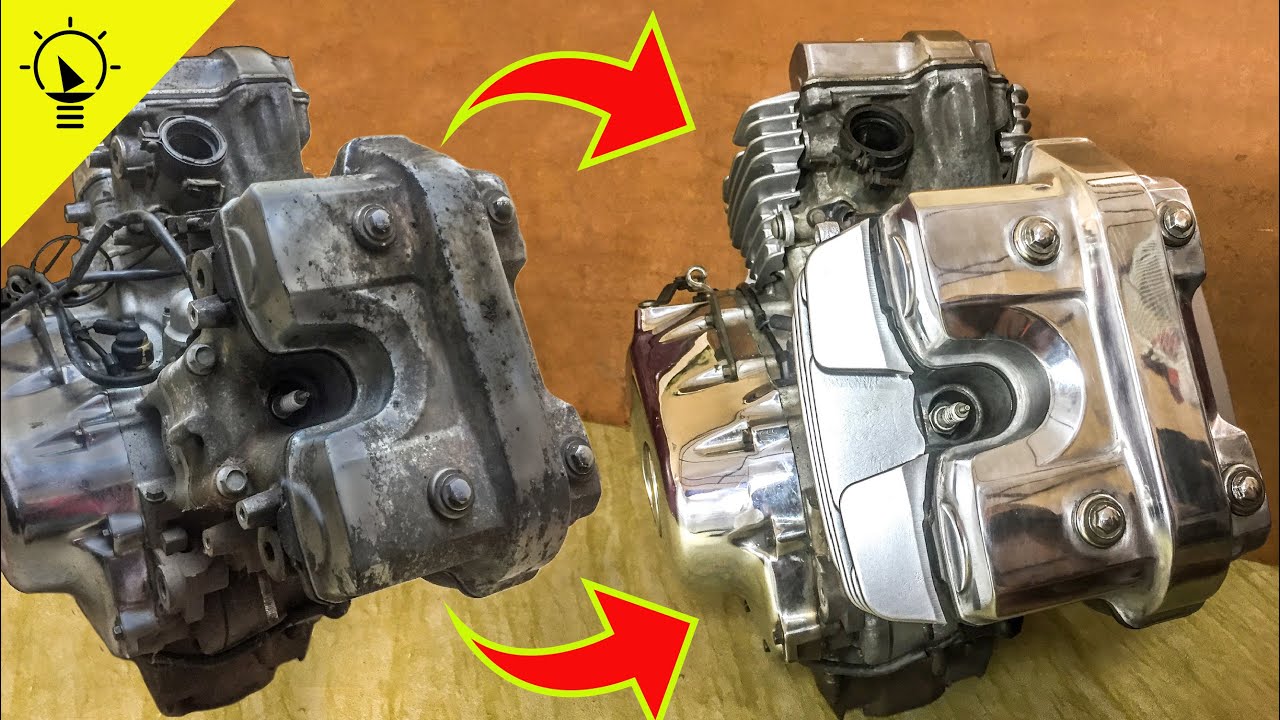 полировка головок двигателя и покраска ребер охлаждения Honda Magna VT250