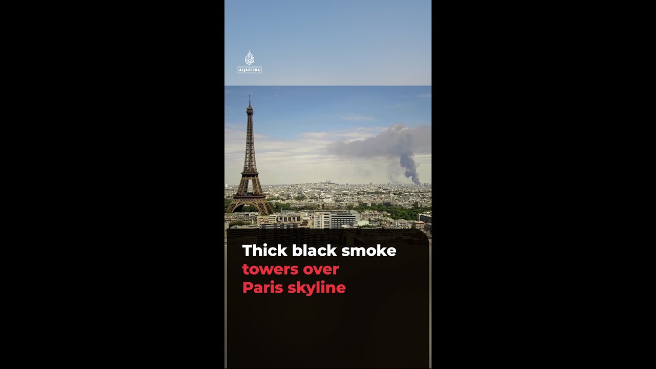 Thick black smoke towers over Paris skyline after warehouse blaze