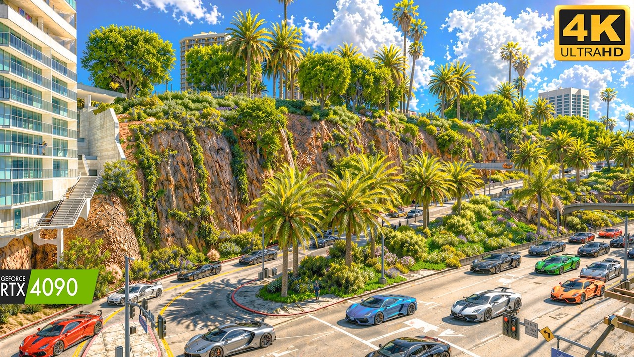 GTA 5 Enhanced 1,000,000 Dense LA Vegetation With Next Gen NaturalVision Enhanced Graphics Look Real