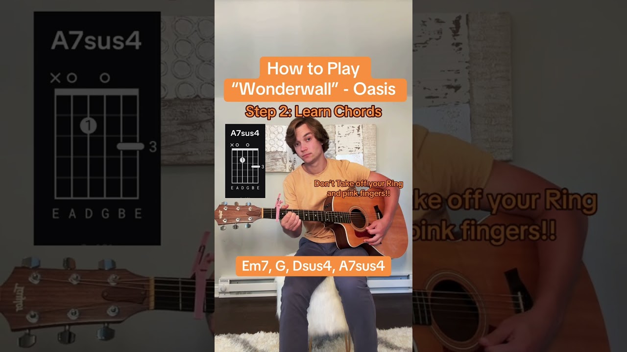 Как играть &laquo;Wonderwall&raquo; &mdash; Oasis 🎸 #guitartok #beginningguitar #guitartutorial #guitarlesson