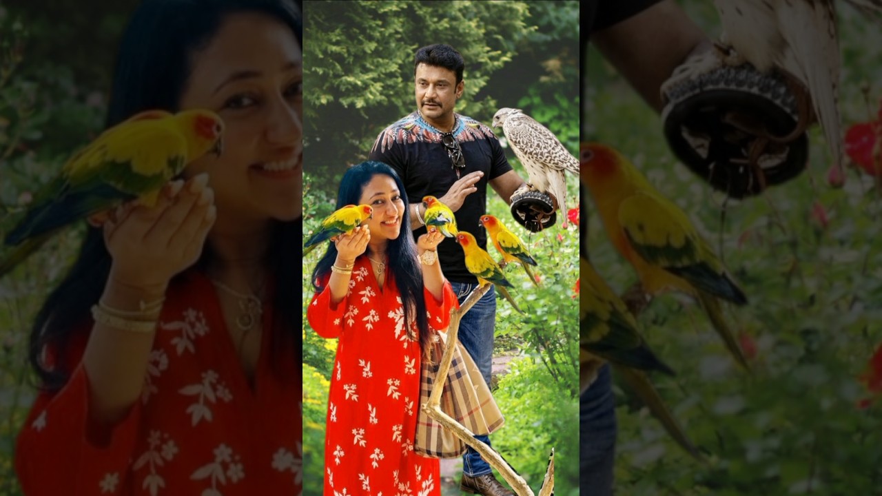 Vijayalaxshmi Darshan in Holding Bird's in her hand &hearts;️😍