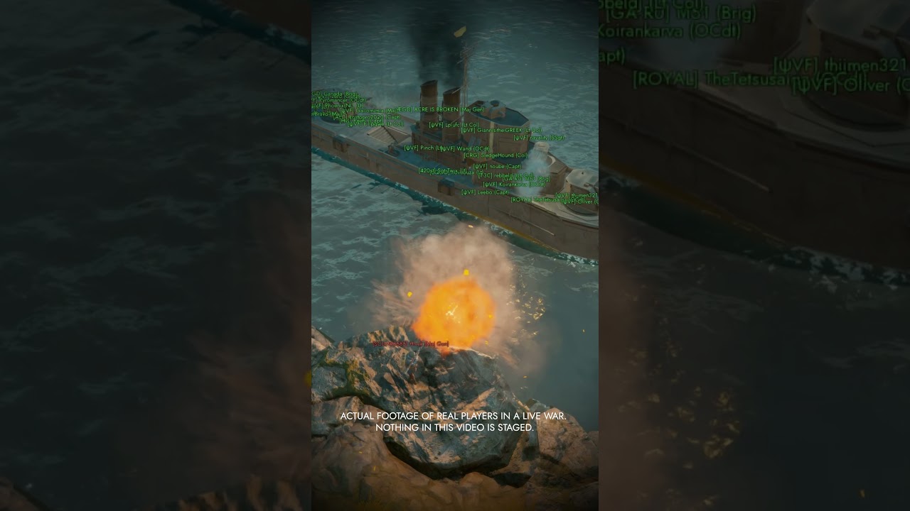 A Colonial Conqueror-Class Destroyer engages Warden Land Forces in Oarbreaker Isles