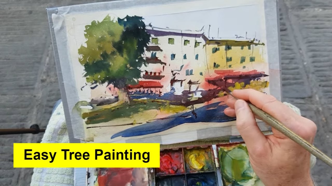 Ultra Light Plein Air Painting - Piazza Dante in Pisa in Watercolor!
