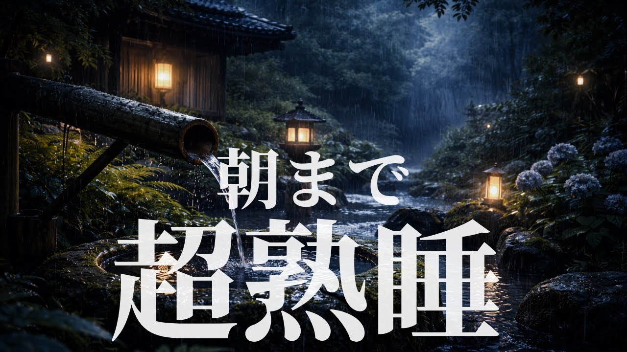 【睡眠導入BGM】夜の庭に響くししおどし｜眠れない夜に“朝まで”熟睡（8時間）