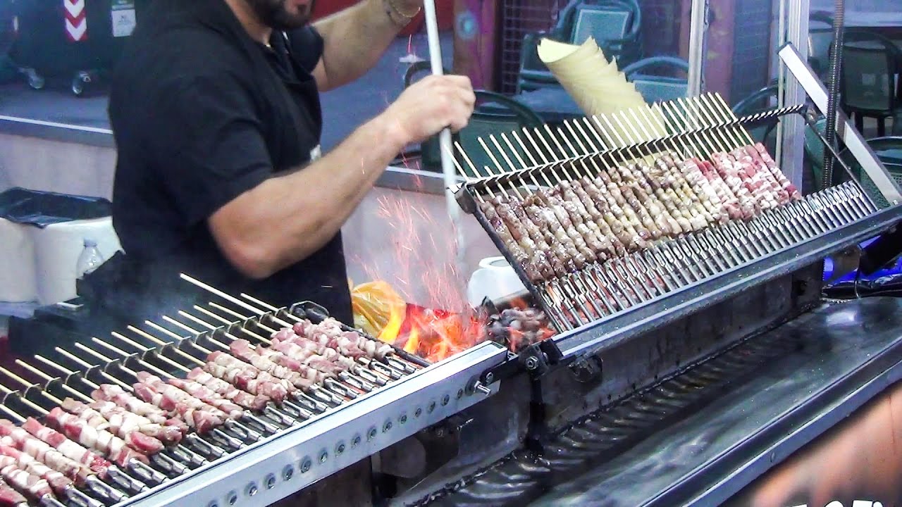 Sheep Meat Skewers and Coal Roasted Corn on the Cob. Traditional 