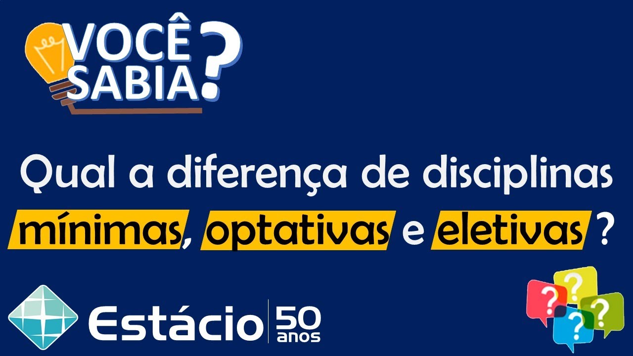 Qual a diferença de disciplinas MÍNIMAS, OPTATIVAS E ELETIVAS?