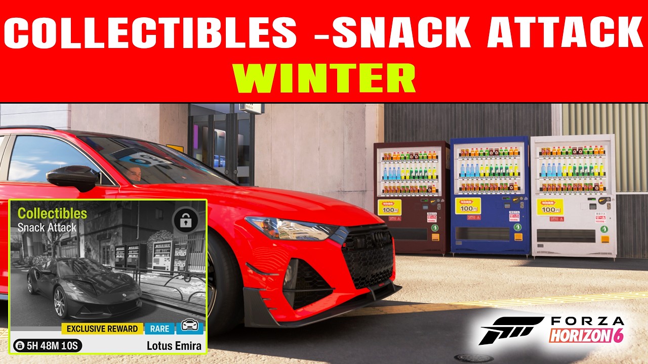 Forza Horizon 6 COLLECTIBLES | SMASH 5 VENDING MACHINES Location - SNACK ATTACK Winter Season