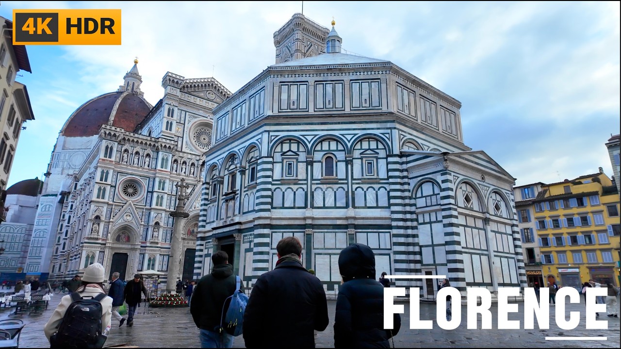 Florence Italy Walking Tour 4K HDR | Cathedral, Uffizi & Ponte Vecchio