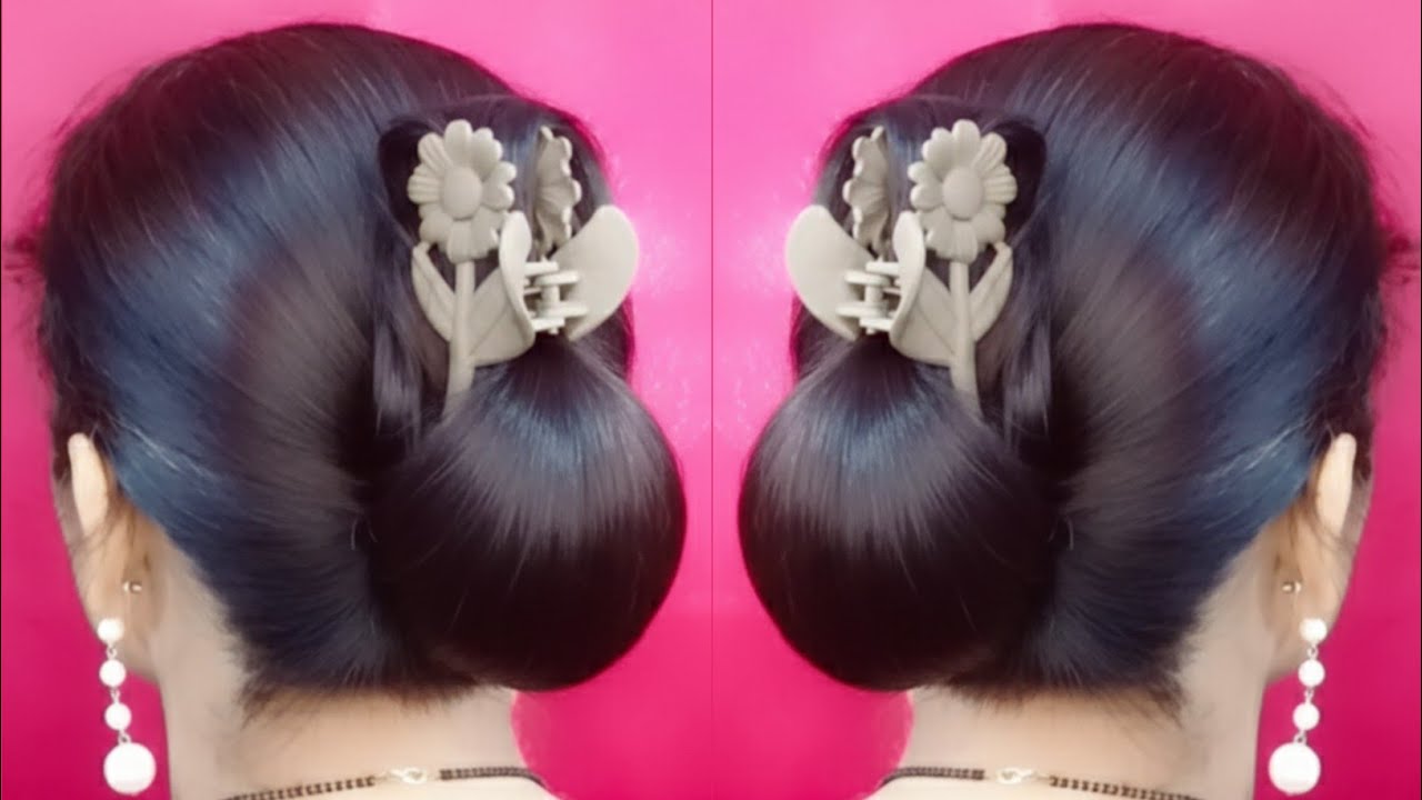 Quick & Simple Updo With Claw Clip For Daily Use _ Easy Hairstyle For Girls for long hair 