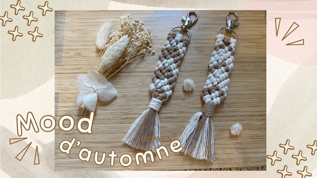 Porte-cl&eacute; en macram&eacute; deux couleurs | Tutoriel de porte-cl&eacute;s en macram&eacute;