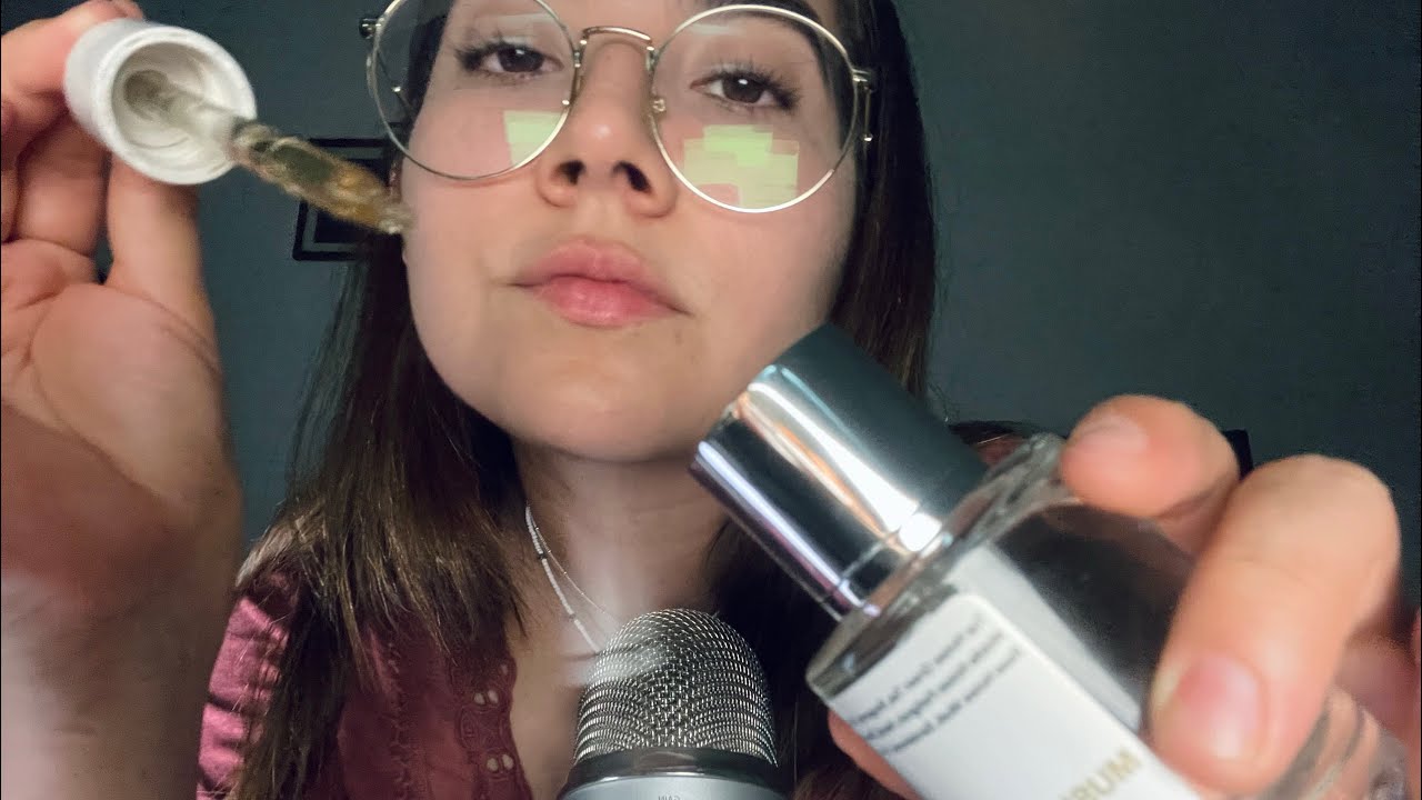 ASMR✨Mi skincare básico, productos a golpesitos💜Mouthsounds👄Nos probamos perfumes