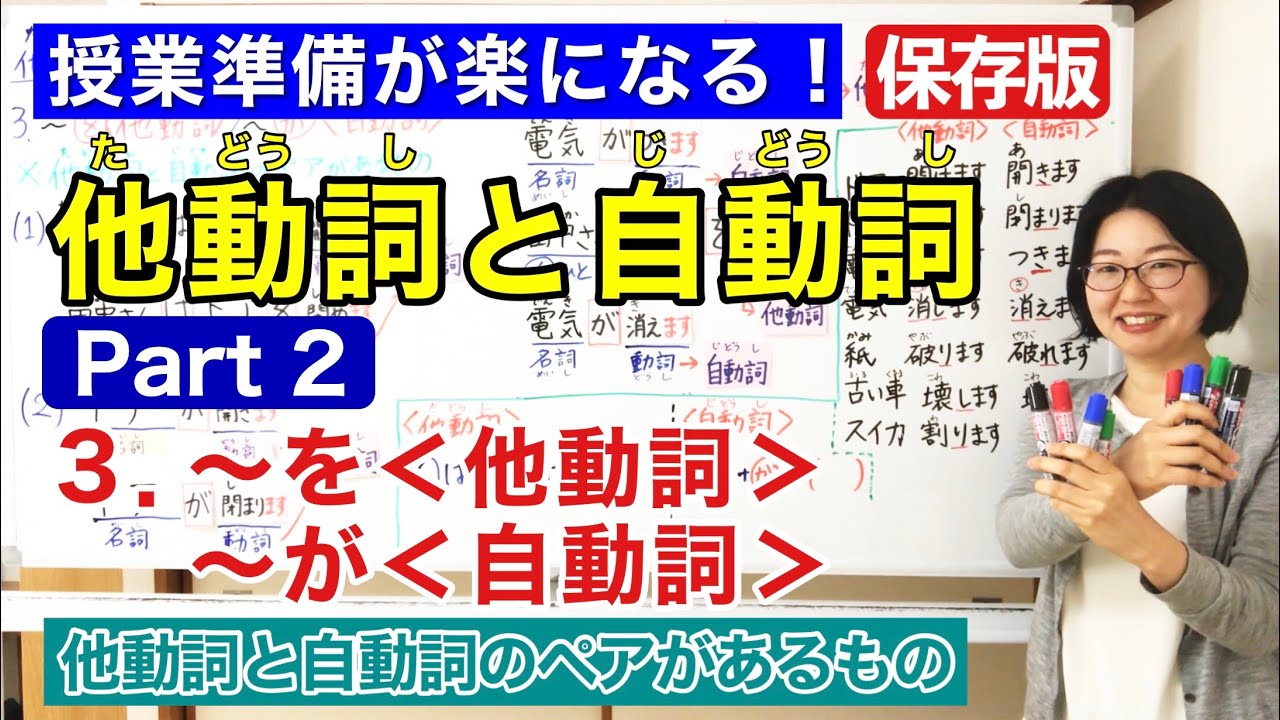 他動詞と自動詞Part 2【日本語教師 日本語教育 授業 教え方】他動詞と自動詞のペアがあるもの/Transitive and Intransitive Pairs/みんなの日本語29課[148]