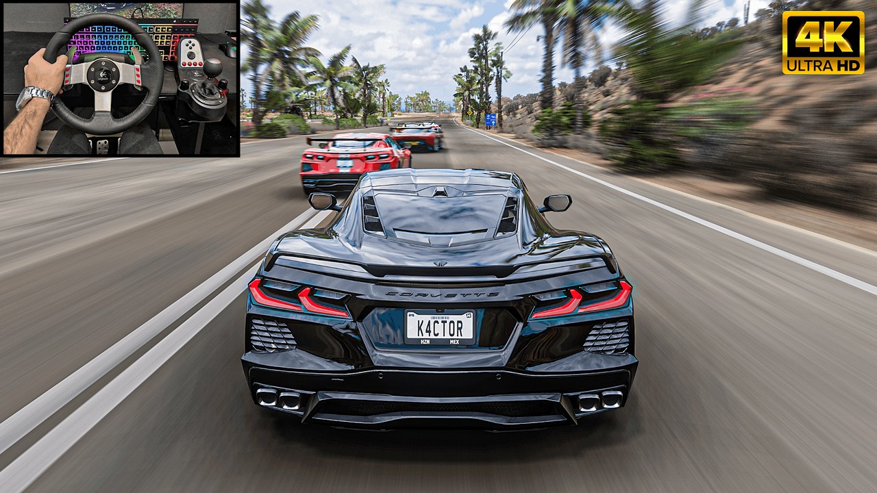 Corvette C8 VS Supercars - Forza Horizon 5 l Steering Wheel Gameplay