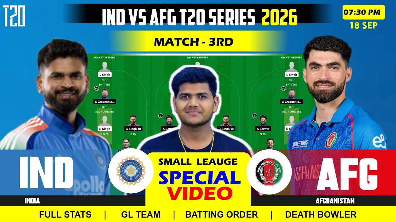 IND vs AFG Dream11 Prediction || AFG vs IND Today Dream11 || India vs Afghanistan 3RD T20I Match