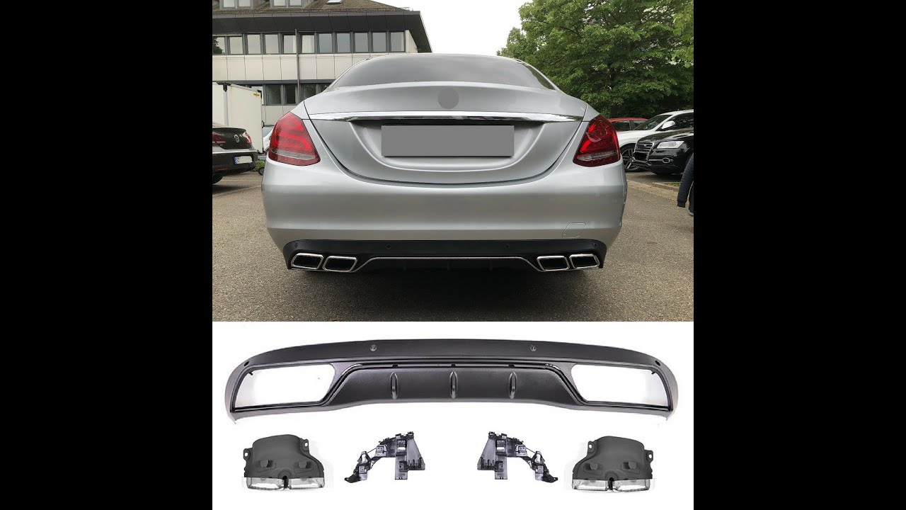 C63 Exhaust and diffuser installed on a 2016 Mercedes C Class with standard bumper (non AMG line)