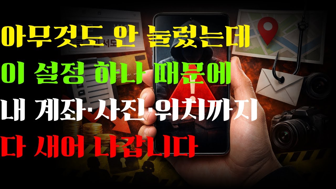 아무것도 안 눌렀는데 이 설정 하나 때문에내 계좌·사진·위치까지 다 새어 나갑니다｜지금 바로 꺼야 할 스마트폰 설정｜ 위험한 7가지스마트폰 기본 설정｜휴대폰에 원래 켜져 있던 기능