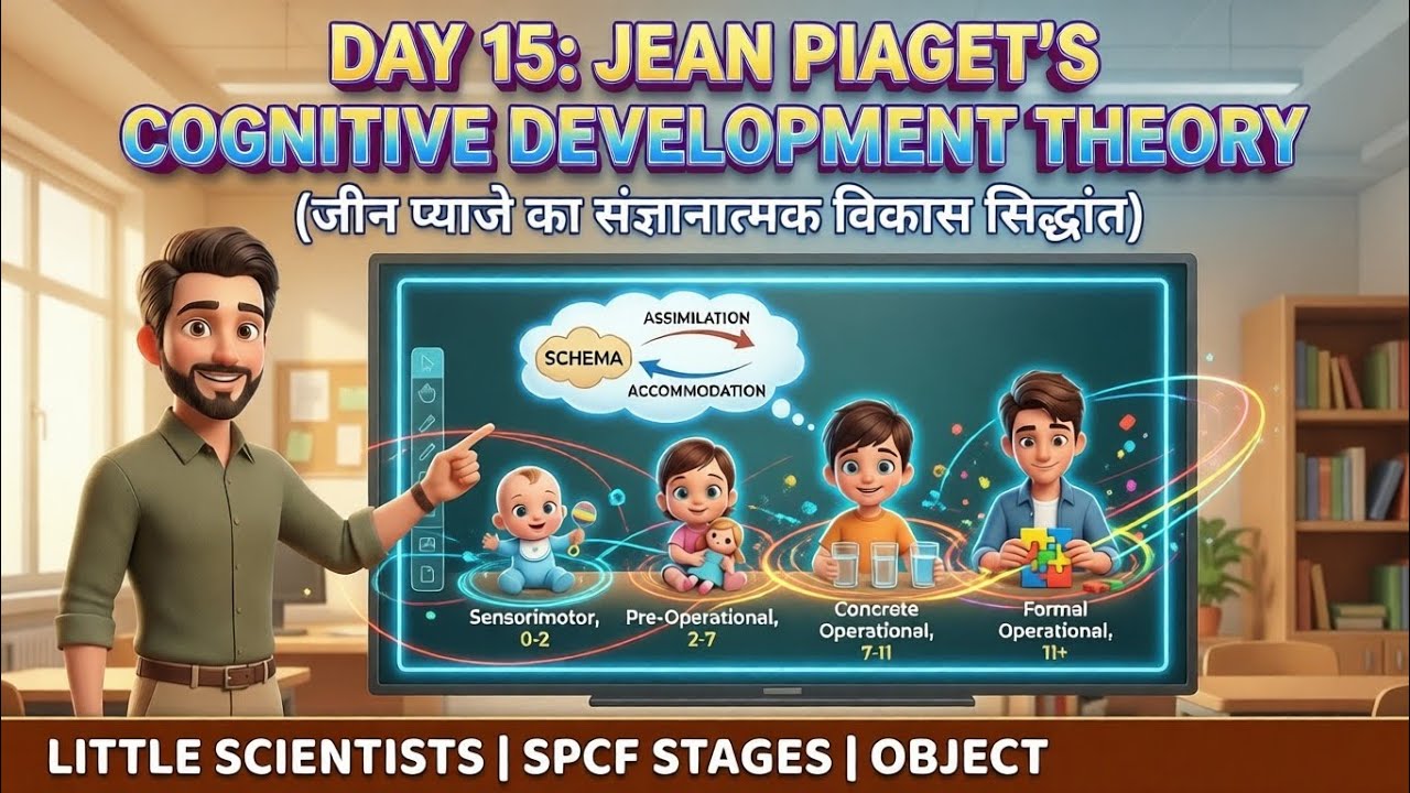 CDP Day 15: Jean Piaget Cognitive Development Theory (संज्ञानात्मक विकास) | CTET 2026