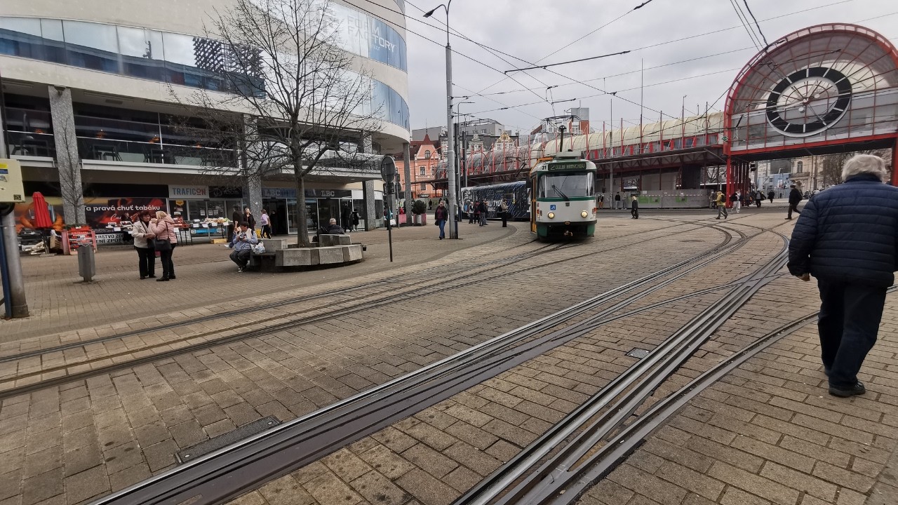 Walking Around Bus & Tram Stations in Liberec Czech Republic | City CCTV Style Walk