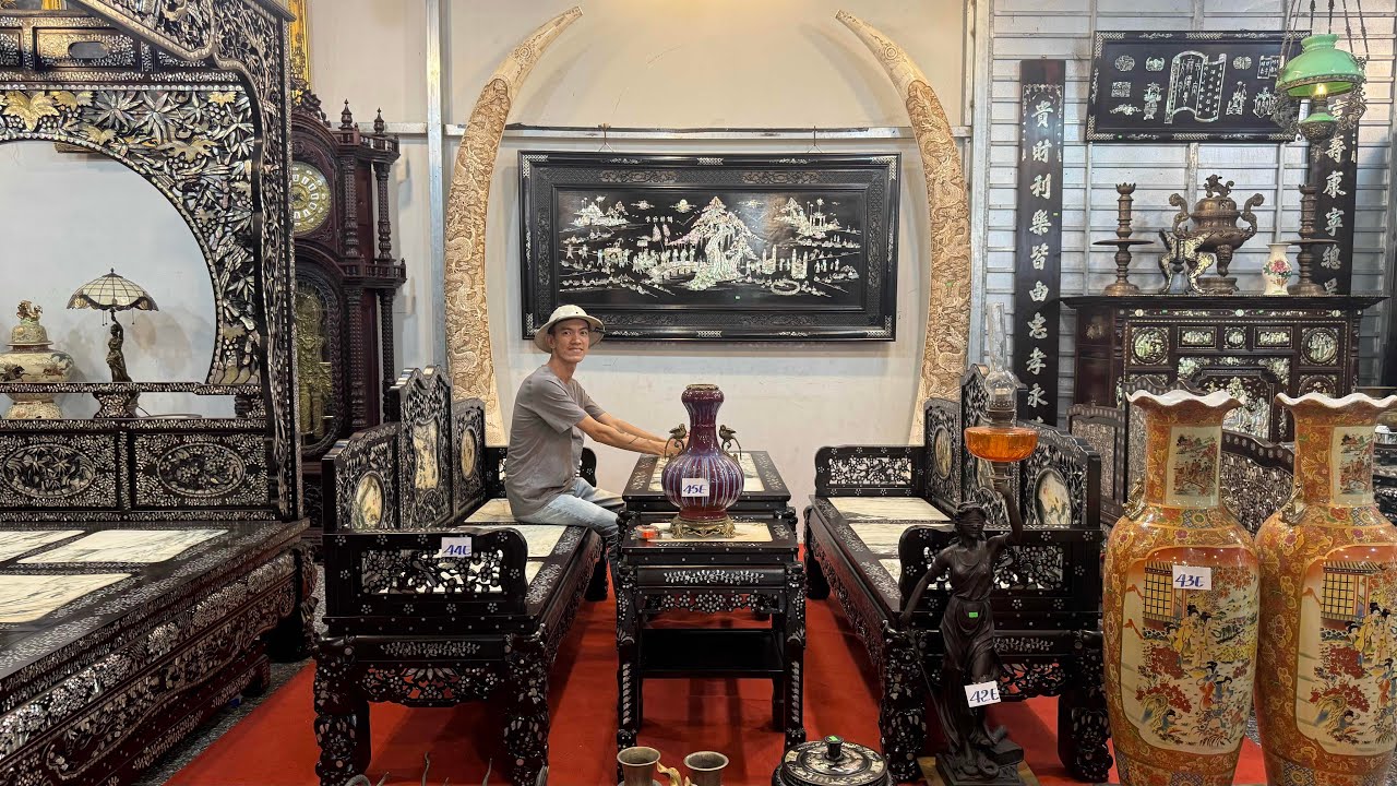 15/3/2026/ Bộ bàn trường kỷ, cặp càng xương, bình gốm tào #0707074844 