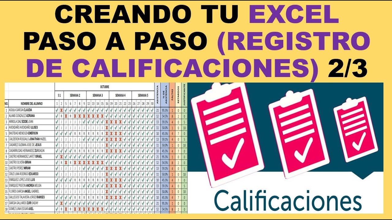 Soy Docente: CREANDO TU EXCEL PASO A PASO (REGISTRO DE CALIFICACIONES) 2/3