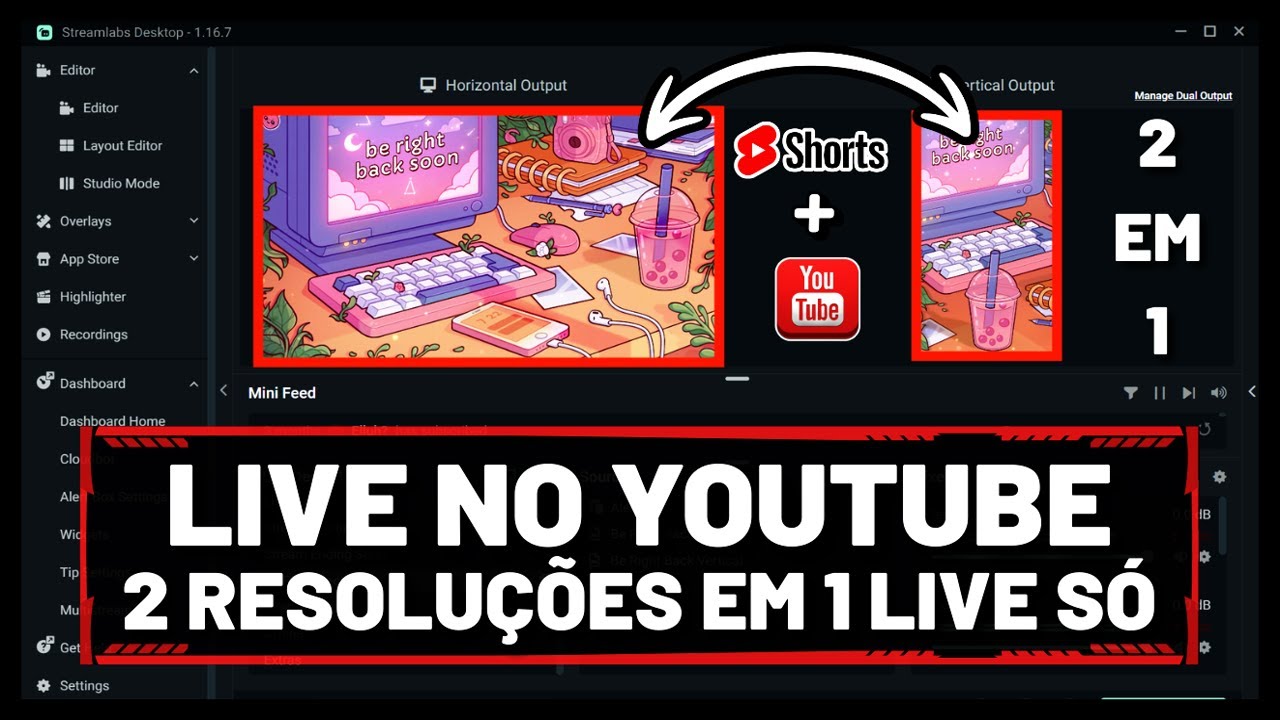 Como fazer LIVE no Youtube e Youtube SHORTS ao mesmo TEMPO (2 resoluções 1 Live só)