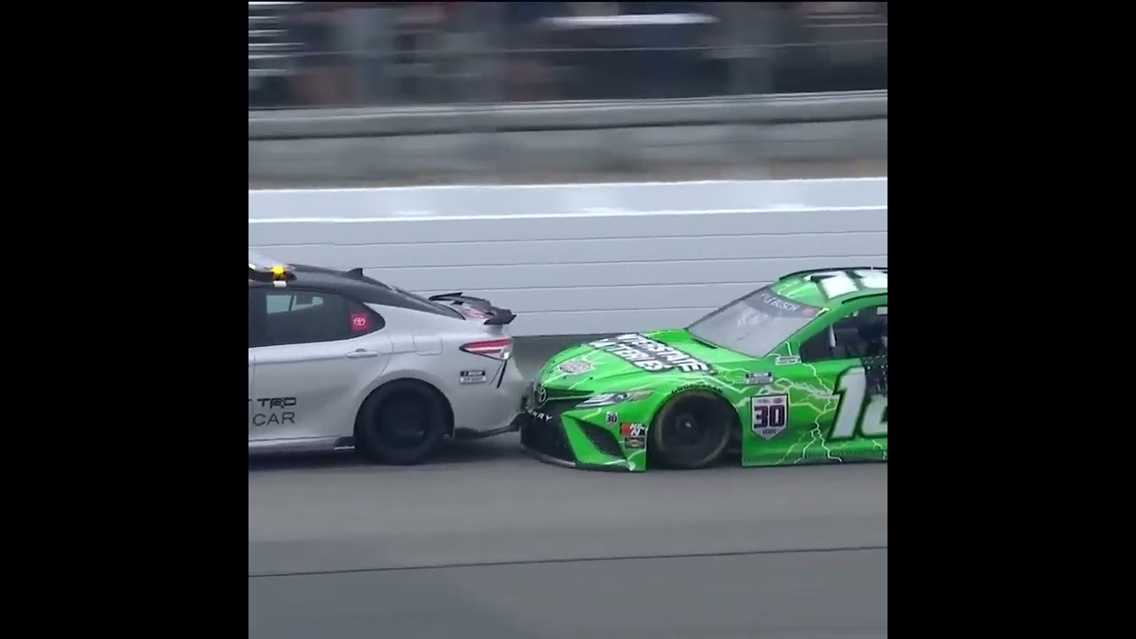 He hit the pace car! #nascar