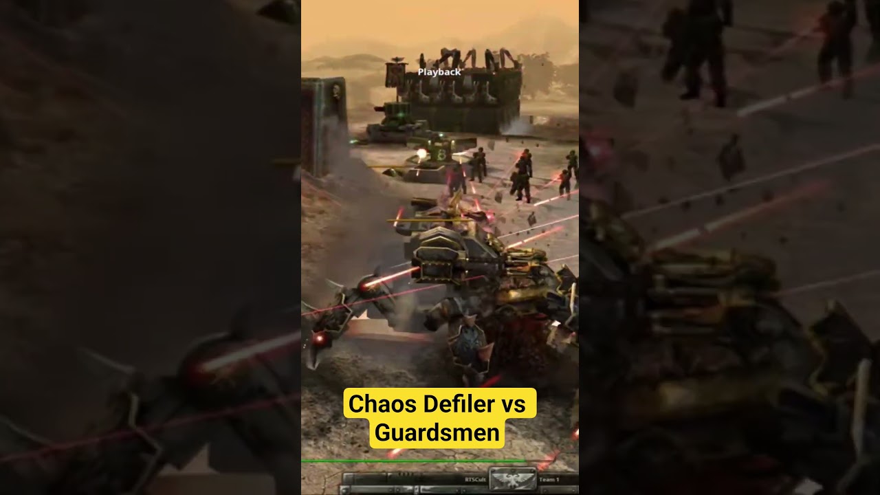 Chaos Defiler vs Guardsmen #warhammer40k #dawnofwardefinitiveedition #cinematicbattle #chaos