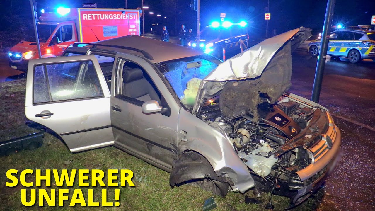 [SCHWERER UNFALL NACH FLUCHT VOR POLIZEI] - PKW krachte gegen Ampelmast - Zivilfahrzeug beschädigt -