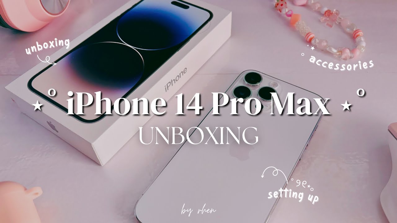 iphone 14 pro max silver unboxing 2025 ❀⋆⟡ setting up iphone + iphone accessories | Rhen
