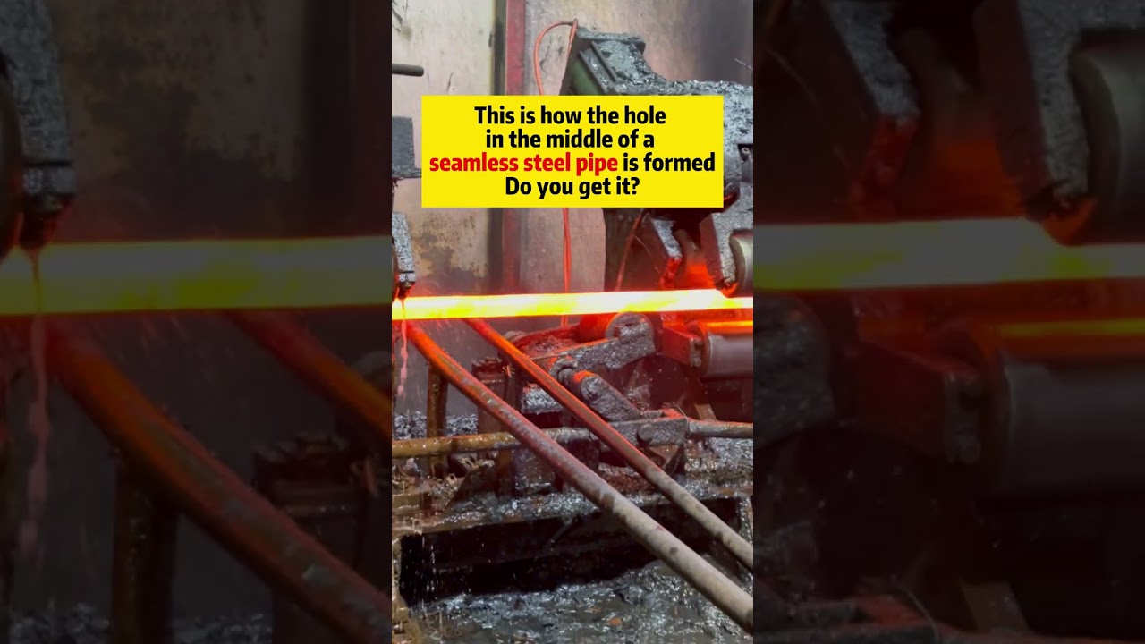 This is how the hole in the middle of a seamless steel pipe is formed.  Do you get it? 