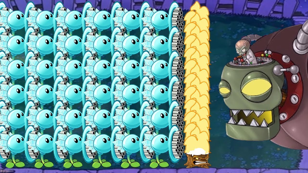 99 Snow Pea Gatling Vs Giga Gargantuar Vs Dr Zomboss Zombie - Plants vs Zombies Hack