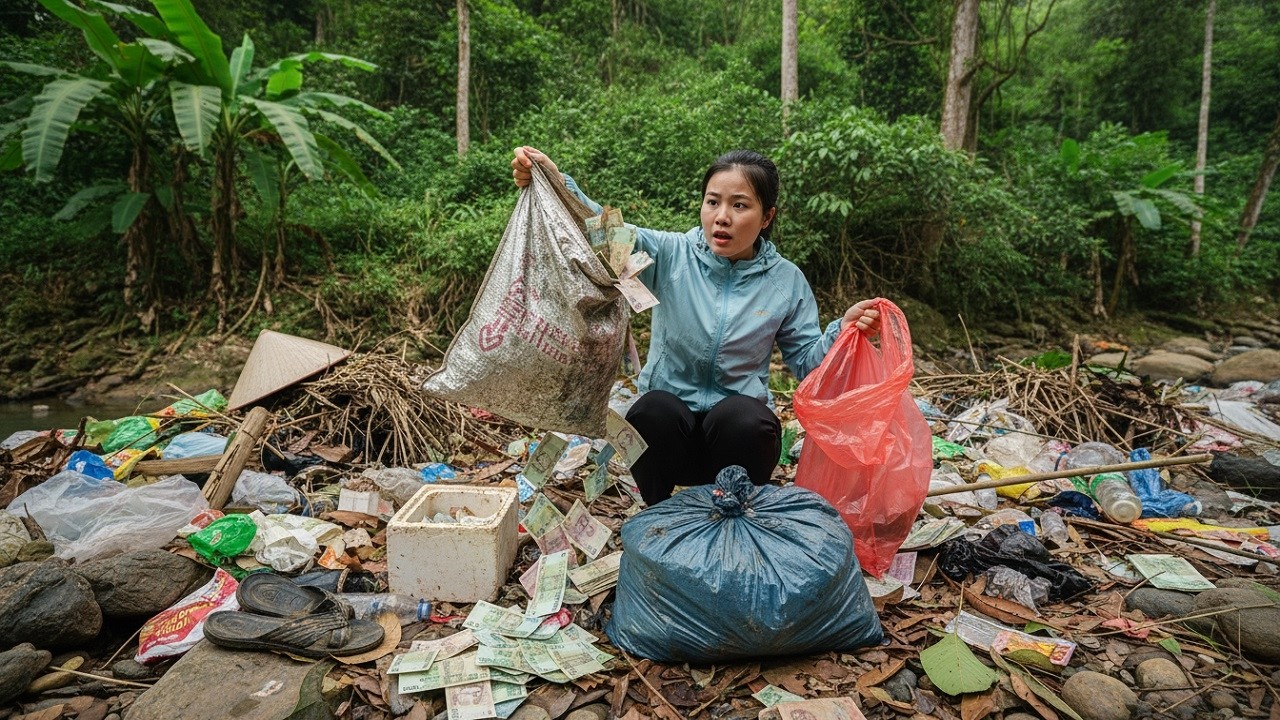 The poor girl who collects scrap metal has a lucky day