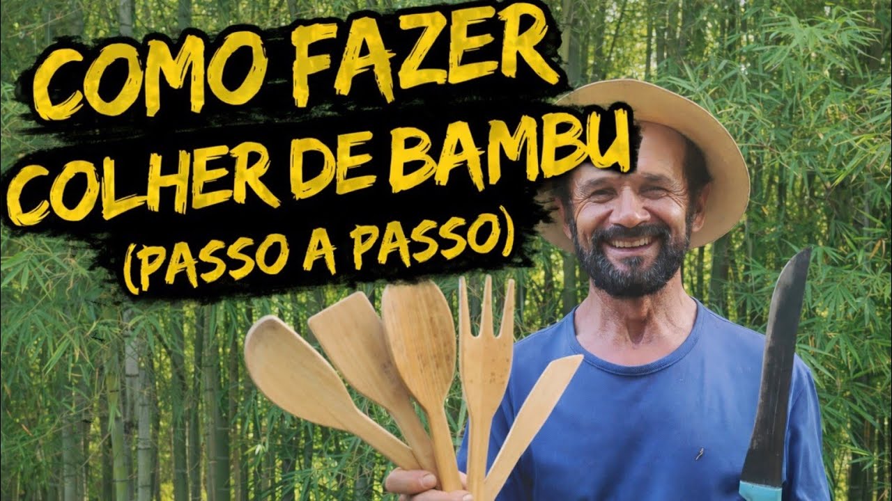 Como fazer colher de bambu só no facão! 🔪 🎋