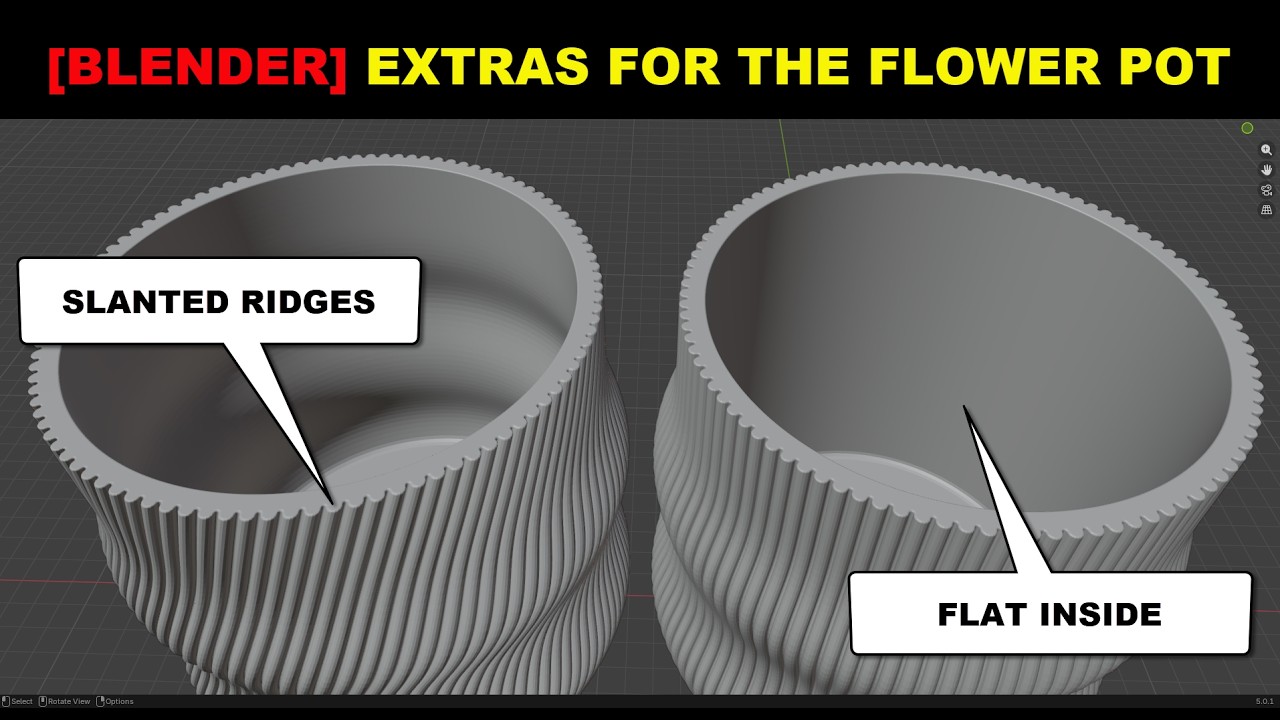[Blender] Ridged Flower Pot - Extras