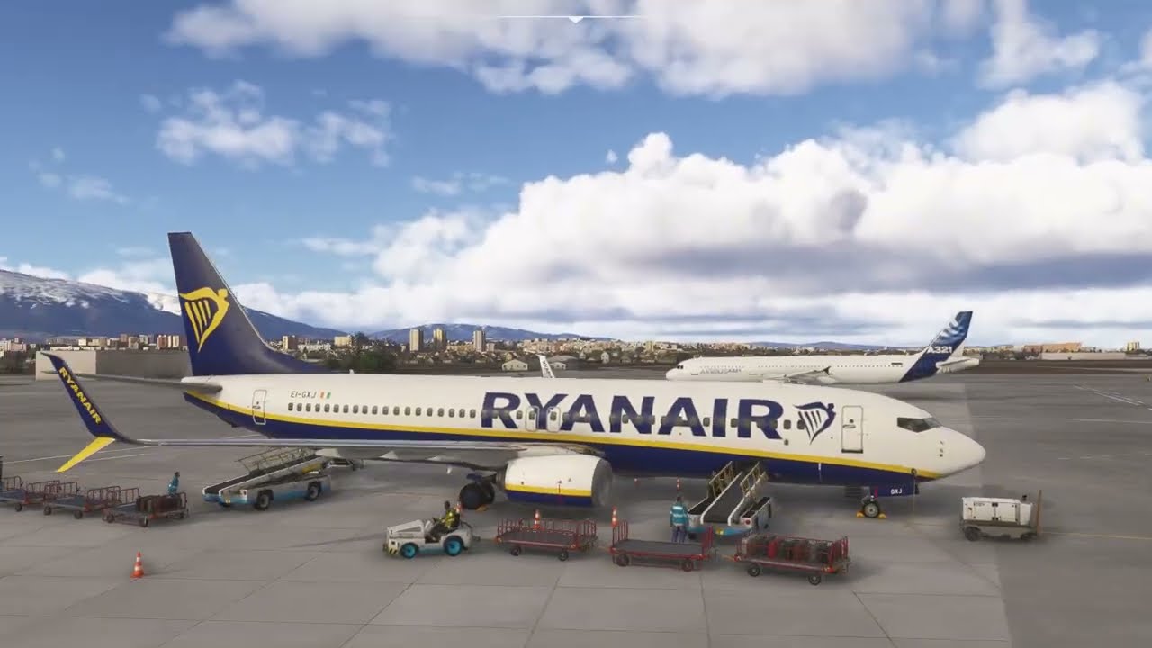 Msfs2024, Sofia - Bucharest | Ryanair 737-800 | holding pattern due to snow