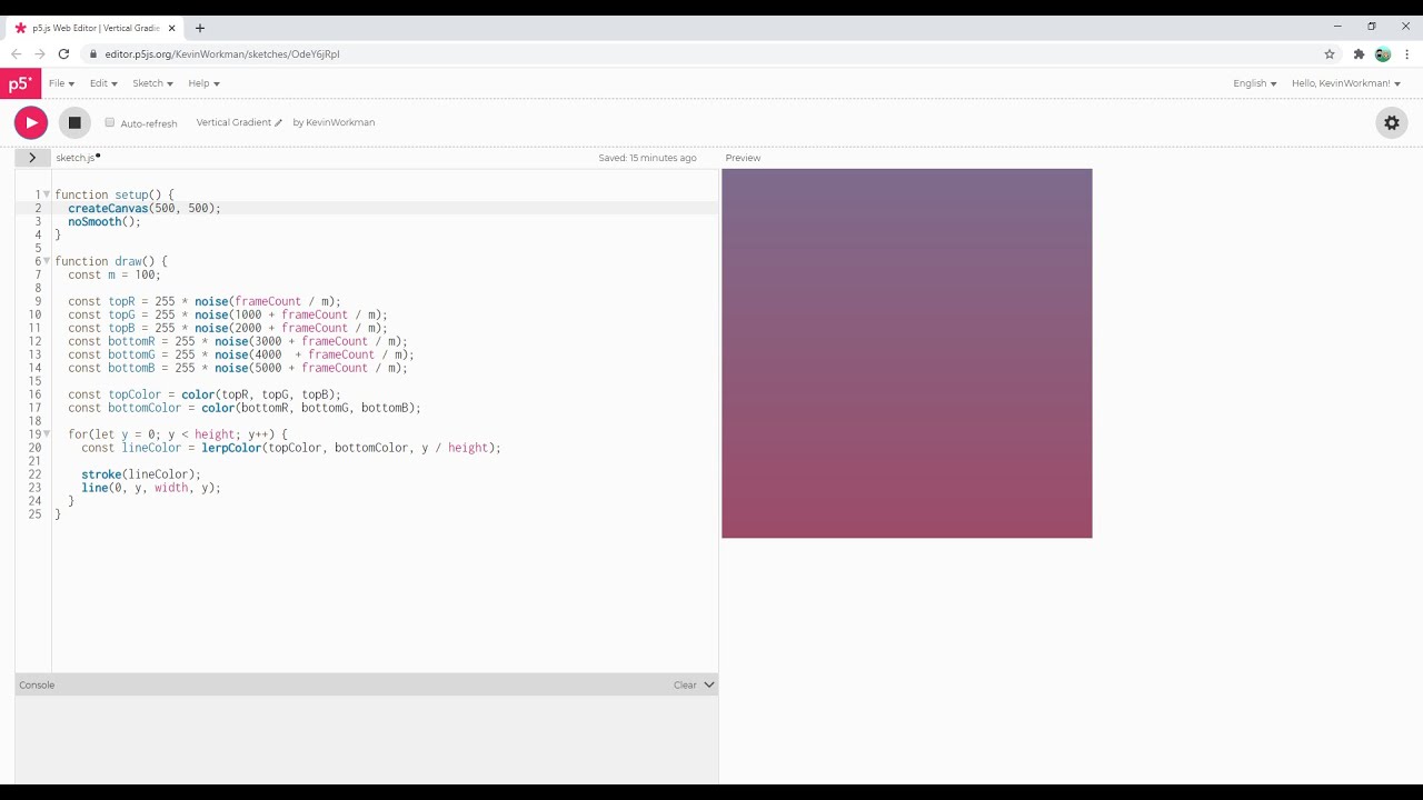 Vertical Gradient - p5.js Let's Code - #genuary 24