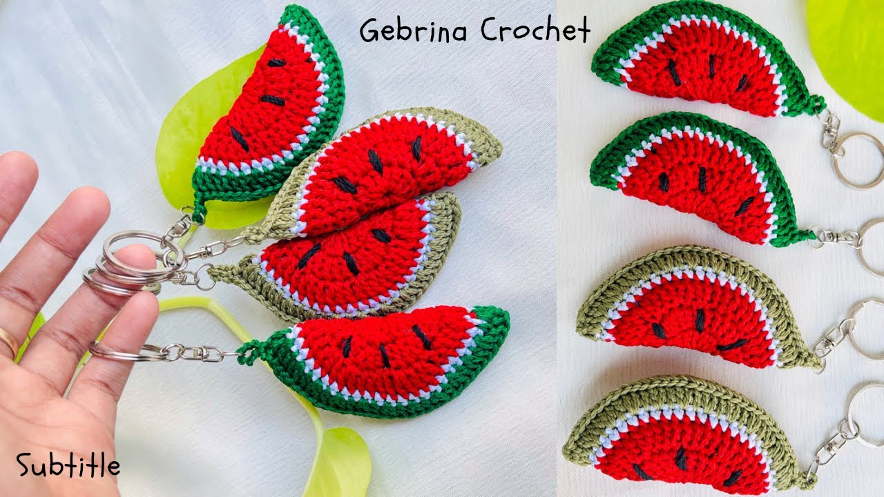 Tutorial Merajut Gantungan Kunci Semangka  Viral | Crochet Watermelon for Keychain