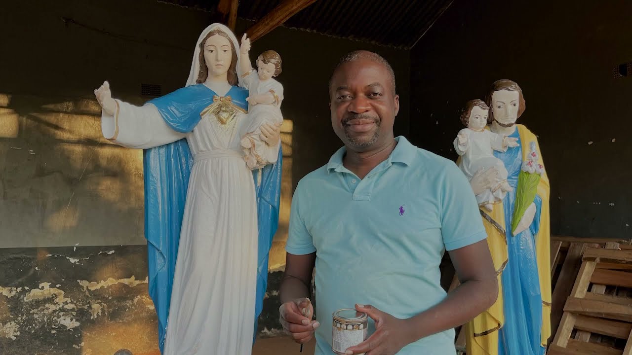 Painting Statues of the Holy Family - Justin Malewezi Jr.
