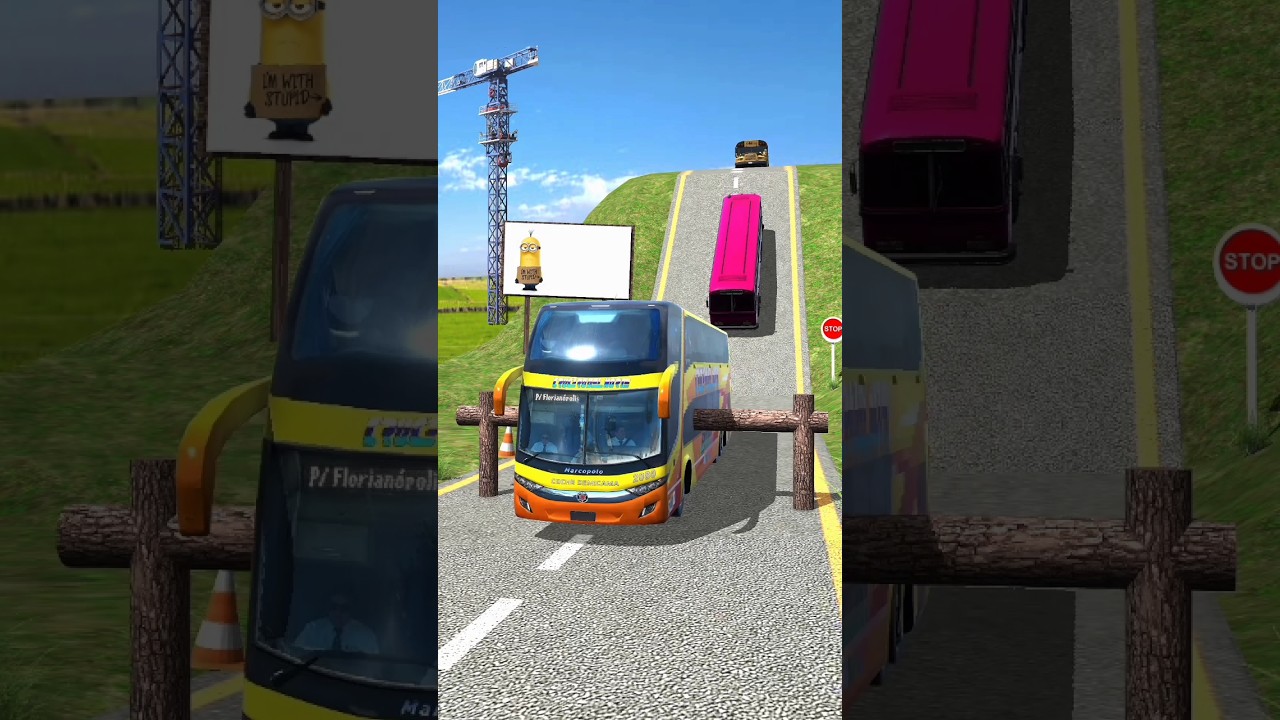 City Buses & Trucks Vs Log Trap #shorts #beamngdrive #trending #crash #bus #truck