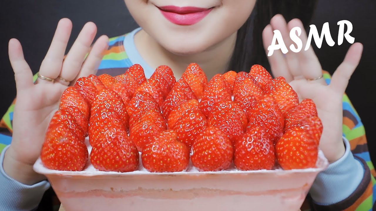ASMR EATING STRAWBERRY TIRAMISU EATING SOUNDS | LINH-ASMR #LINHASMR