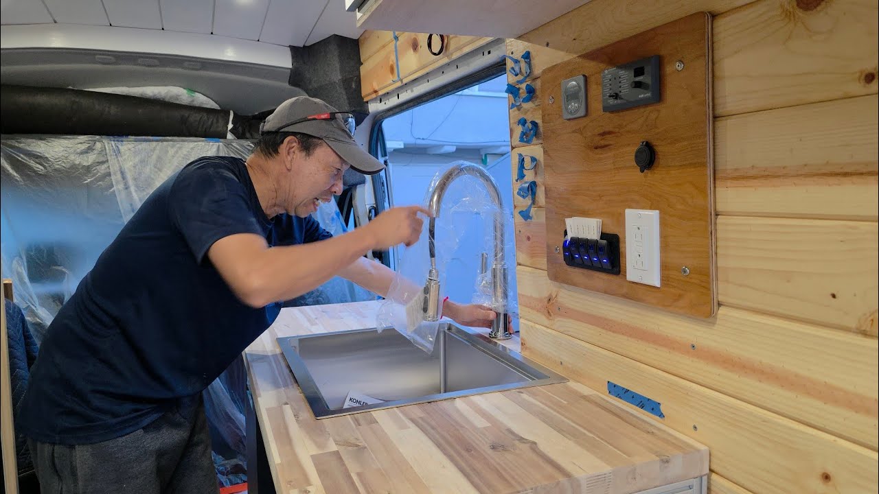 DIY Ford Transit conversion continues- aluminum bed frames, cabinet doors and  sink 